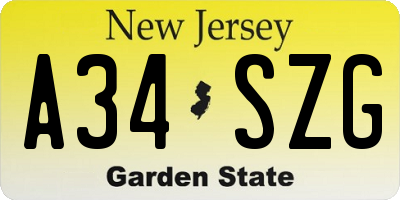 NJ license plate A34SZG