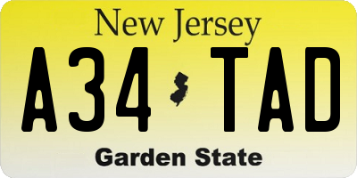 NJ license plate A34TAD