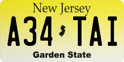 NJ license plate A34TAI