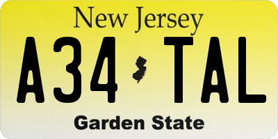 NJ license plate A34TAL