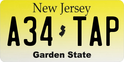 NJ license plate A34TAP