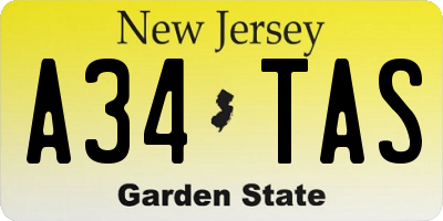 NJ license plate A34TAS