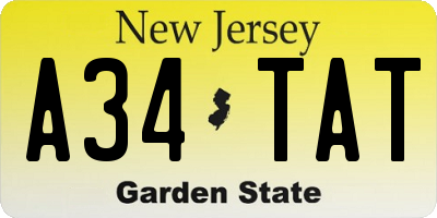 NJ license plate A34TAT