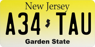 NJ license plate A34TAU