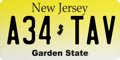 NJ license plate A34TAV