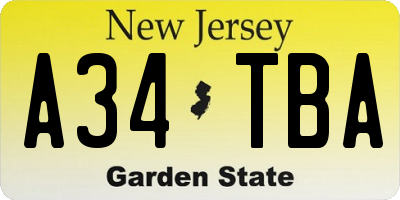 NJ license plate A34TBA