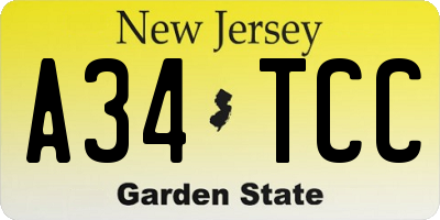 NJ license plate A34TCC