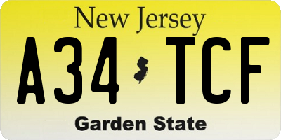 NJ license plate A34TCF