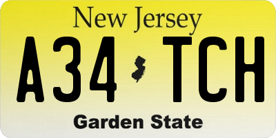 NJ license plate A34TCH