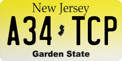 NJ license plate A34TCP