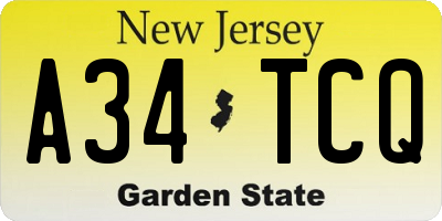 NJ license plate A34TCQ