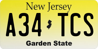 NJ license plate A34TCS