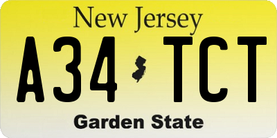 NJ license plate A34TCT