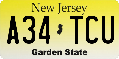 NJ license plate A34TCU