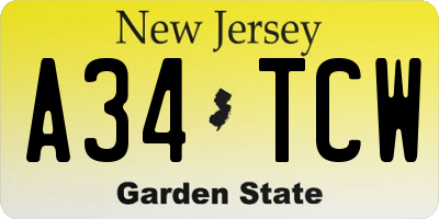 NJ license plate A34TCW