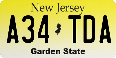 NJ license plate A34TDA