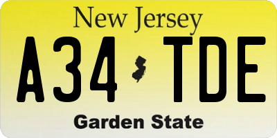 NJ license plate A34TDE