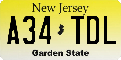 NJ license plate A34TDL