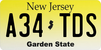 NJ license plate A34TDS