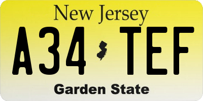 NJ license plate A34TEF