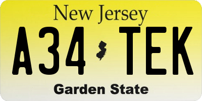 NJ license plate A34TEK