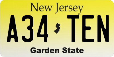 NJ license plate A34TEN