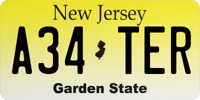 NJ license plate A34TER