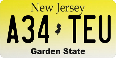 NJ license plate A34TEU