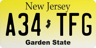 NJ license plate A34TFG