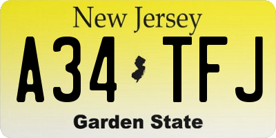 NJ license plate A34TFJ