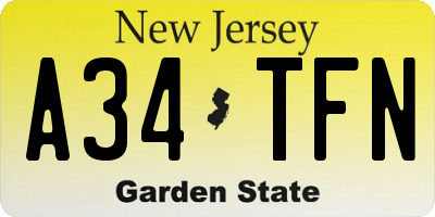 NJ license plate A34TFN