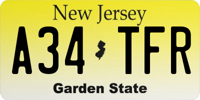 NJ license plate A34TFR