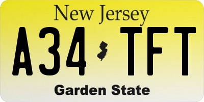 NJ license plate A34TFT