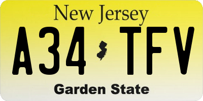 NJ license plate A34TFV