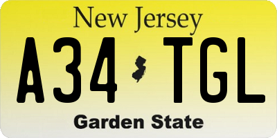 NJ license plate A34TGL