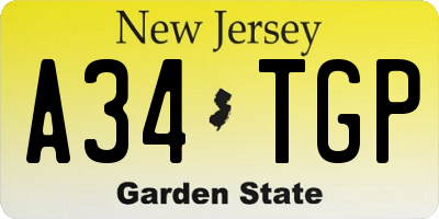 NJ license plate A34TGP