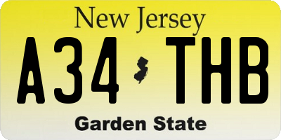 NJ license plate A34THB