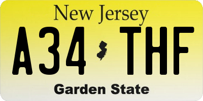 NJ license plate A34THF