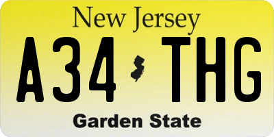 NJ license plate A34THG