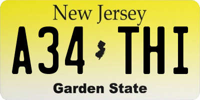 NJ license plate A34THI