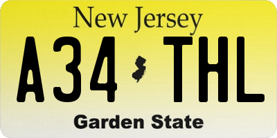 NJ license plate A34THL