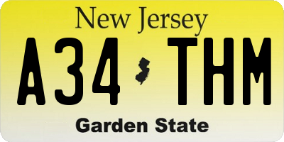 NJ license plate A34THM