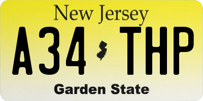 NJ license plate A34THP