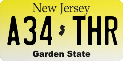 NJ license plate A34THR