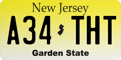 NJ license plate A34THT