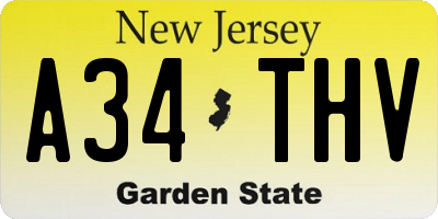 NJ license plate A34THV