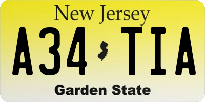 NJ license plate A34TIA