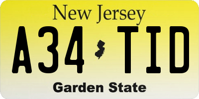 NJ license plate A34TID