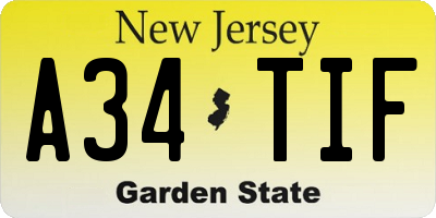 NJ license plate A34TIF