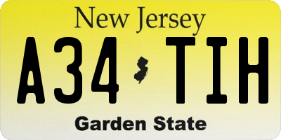 NJ license plate A34TIH
